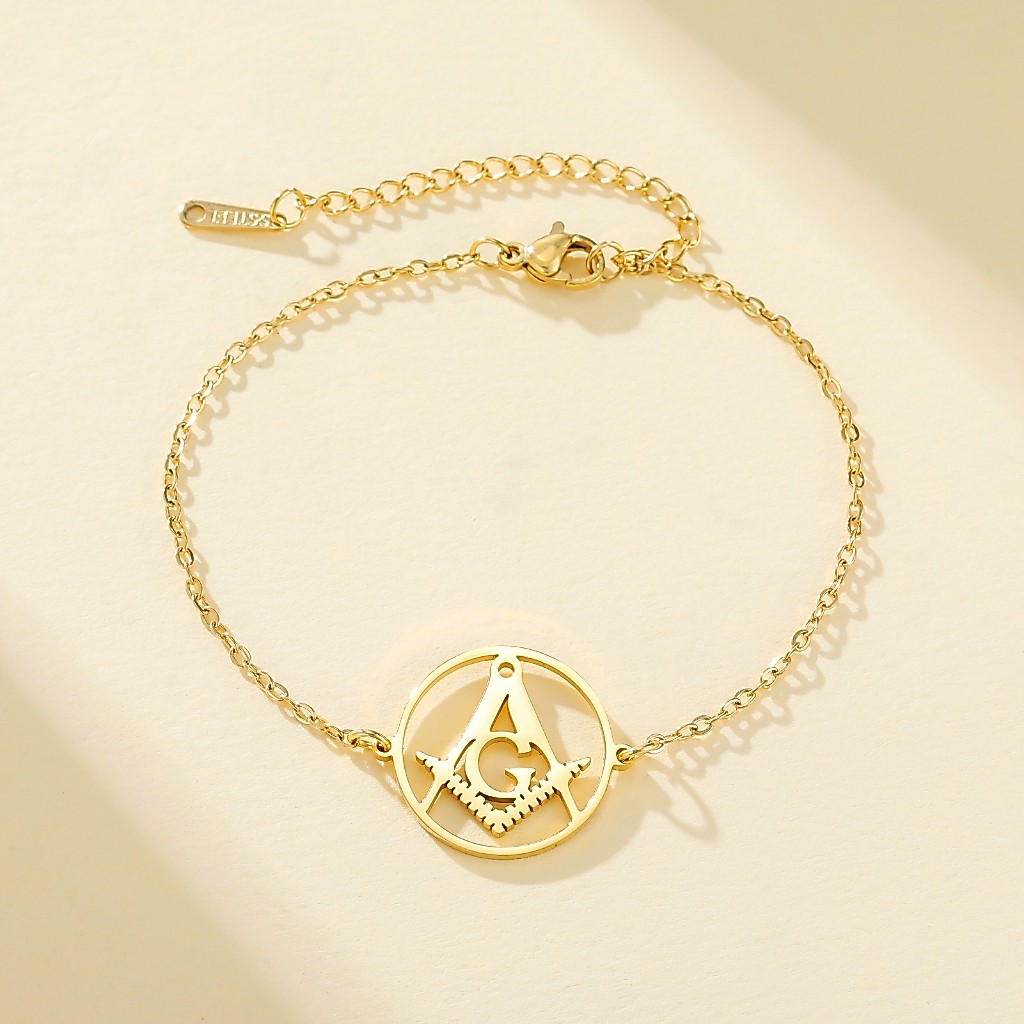 LIKGRET สแตนเลส Freemason สัญลักษณ์สร้อยข้อมือสําหรับผู้ชายผู้หญิง Masonic Charm เครื่องประดับแฟชั่น