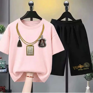 COD Children's T-shirt พระเครื่อง 2026เสื้อยืดเด็ก คอตตอน ชุดสูทเด็กผู้ชาย ชุดลำลอง 2 ชิ้น แฟชั่น สำหรับเด็กชายตัวเล็ก ๆ