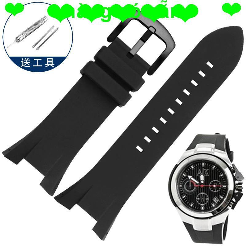 สายรัด เหมาะสําหรับ Armani Armani AX1803/AX1802/AX1050 Series ชาย Notch สายนาฬิกาซิลิโคนกันน้ํา
