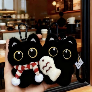 ตุ๊กตาตุ๊กตาพวงกุญแจแมวดําตุ๊กตาแมวคิตตี้แมวพวงกุญแจแว่นตาแมวกระเป๋าจี้ของขวัญวันเกิด