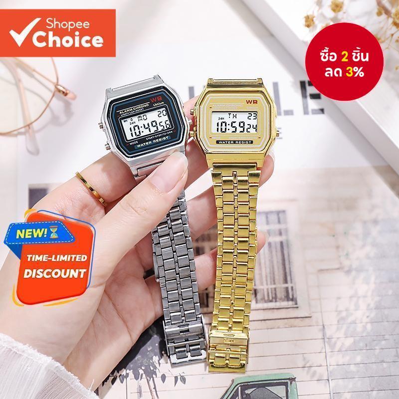 Retro LED L uminous นาฬิกาดิจิตอลสําหรับผู้หญิง Sporty แฟชั่นผู้หญิง Gold Silver Options