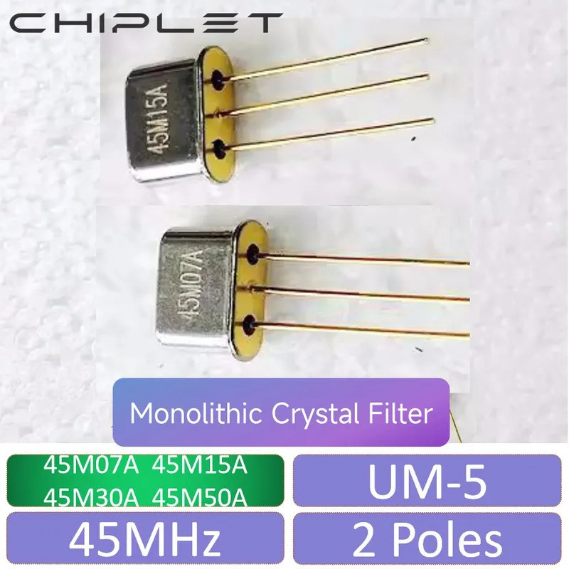 3pcs UM5 3P 45MHz เสาหินคริสตัลกรอง 3pins 45M07A 45M15A 45M30A 45M50A 2 เสา MCF 45M 45000mhz DIP UM-