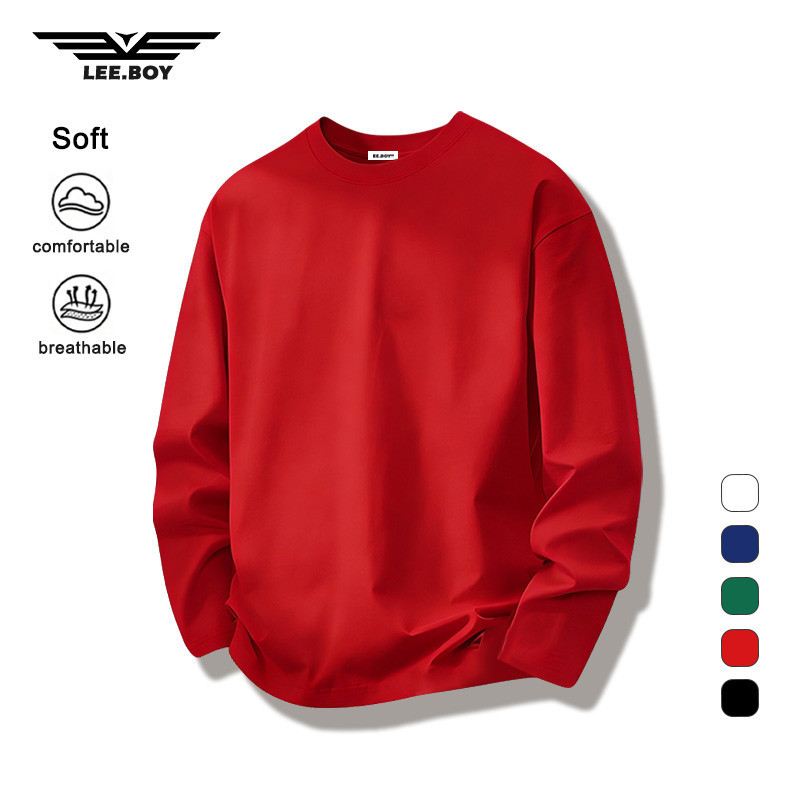 สําหรับผู้ชาย เสื้อยืดคอกลมแขนยาว ไซซ์ S - 3XL ไม่ต้องรีด ระบายอากาศได้ดี (ส่งเร็ว จัดส่งจากไทย)