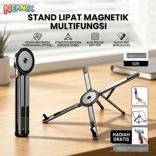 Nennex Stand Laptop Lipat Magnetik Multifungsi - Holder HP Tablet Stand Segitiga ABS Free Pouch