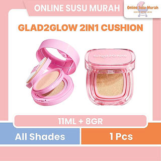 GLAD2GLOW 2in1 PERFECT COVER CUSHION 11GR SHADES 01 02 03 PRLA G2G GLAD 2 GLOW 11ML TAHAN 12 JAM