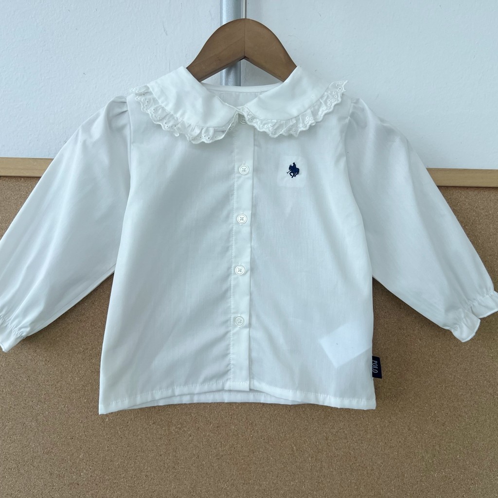 2A1-77 เด็กบางลูกไม้Lapel Simple Sweet Cleanสดชื่นเสื้อแขนยาวสบายAll-Match Z26-5