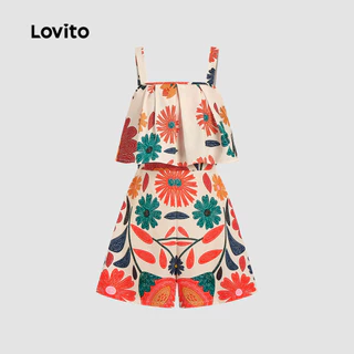 (New Arrival) Lovito โบโฮ จัมป์สูทสไตล์รีสอร์ต ลายแพทเทิร์น ซิป จัมป์สูทสําหรับฤดูใบไม้ผลิ/ฤดูร้อน L196ED932