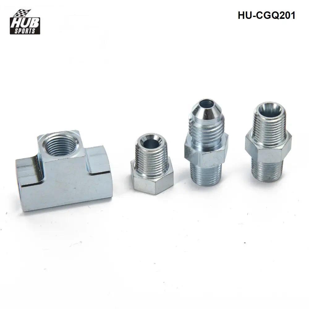 HU Hub- 4AN To 1/8 NPT Adapter 3 Way T Fitting Universal Fuel /Oil /Gas /Water 4 -4AN -4 HU-CGQ201