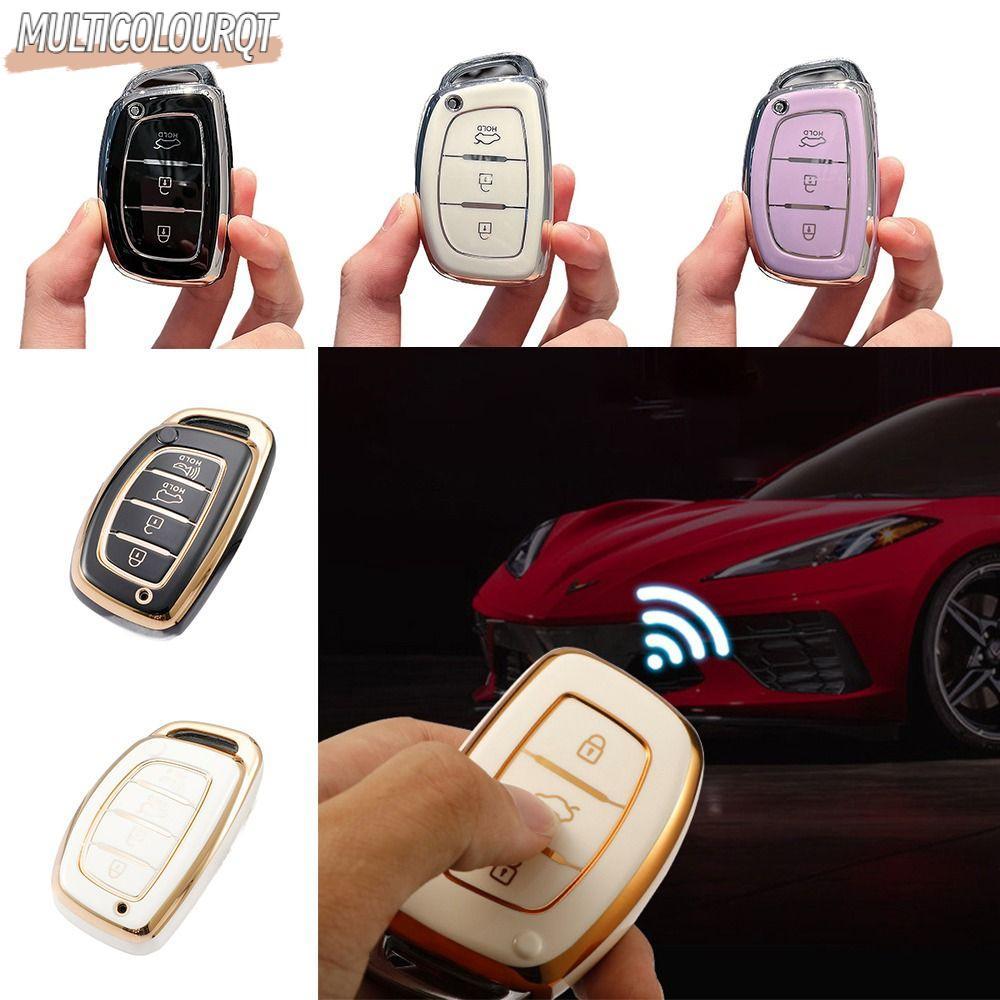 MULTICOLOURQT Remote Key, TPU 3 4 ปุ่มกุญแจรถ,ผู้ถือKey Protector Shell Coverสําหรับ/Tucson/Santa/Fe