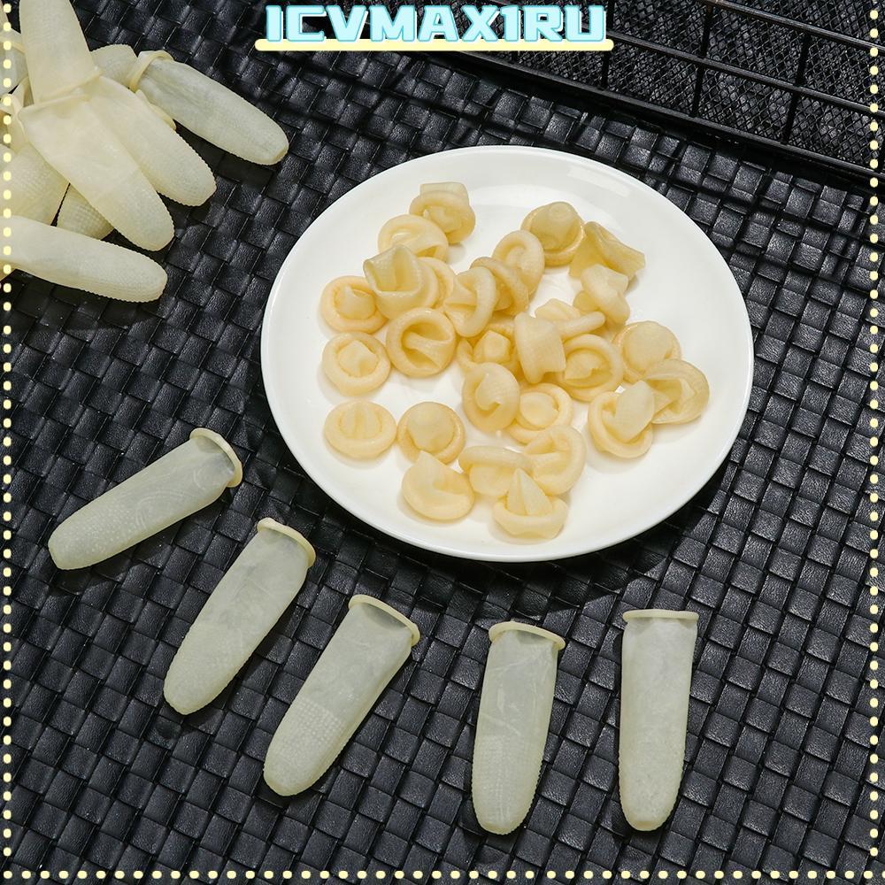 ICVMAX1RU 100PCS สีขาว Finger Cots อุปกรณ์ทําความสะอาดปลายนิ้วป้องกันถุงมือยางยางธรรมชาติ