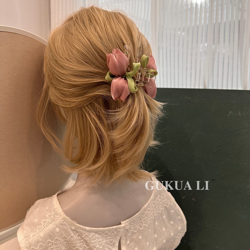 กิ๊บติดผมดอกไม้ทิวลิปจําลองอารมณ์หวานซุปเปอร์นางฟ้ากิ๊บติดผมจานดอกไม้สองด้าน