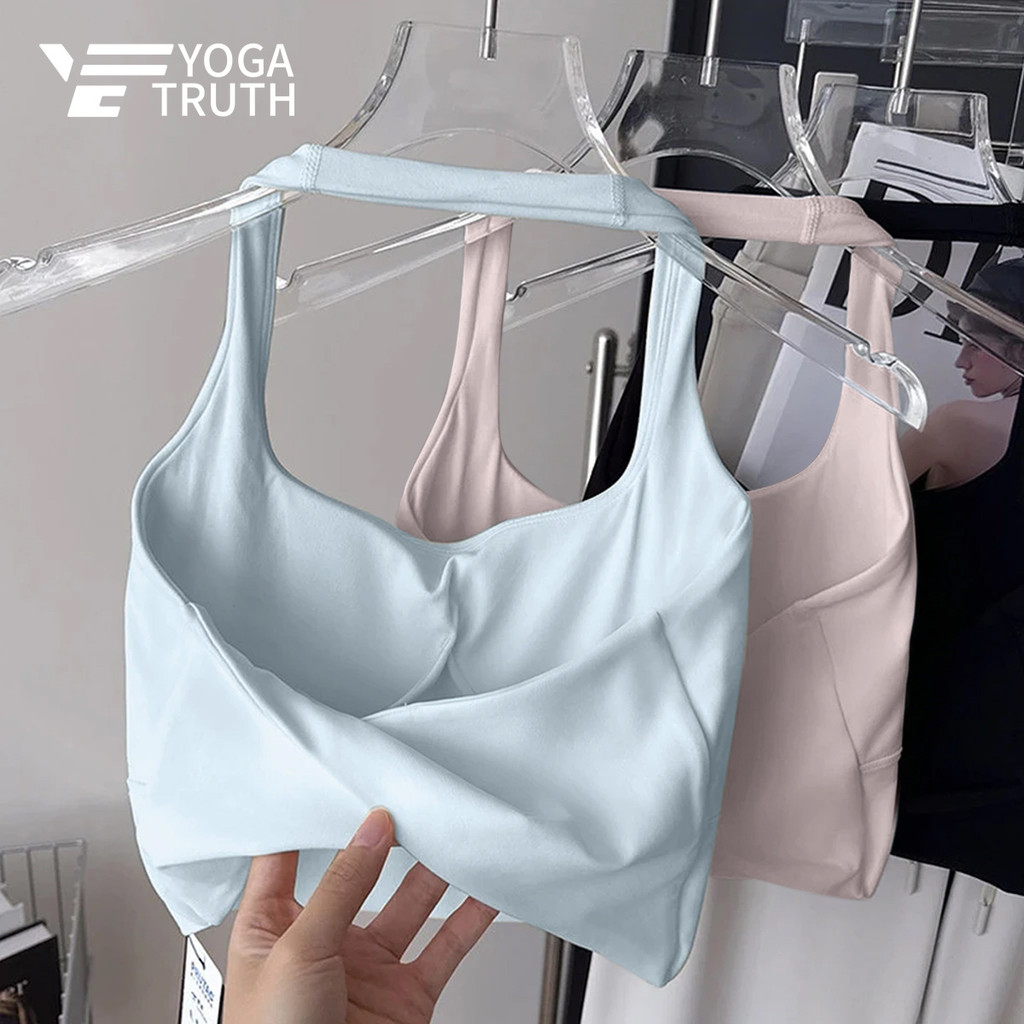 YOGATRUTH(เบาะคงที่) สปอร์ตบรา Knot Beauty Back Sexy Halter Skin Friendly Gym Fitness
