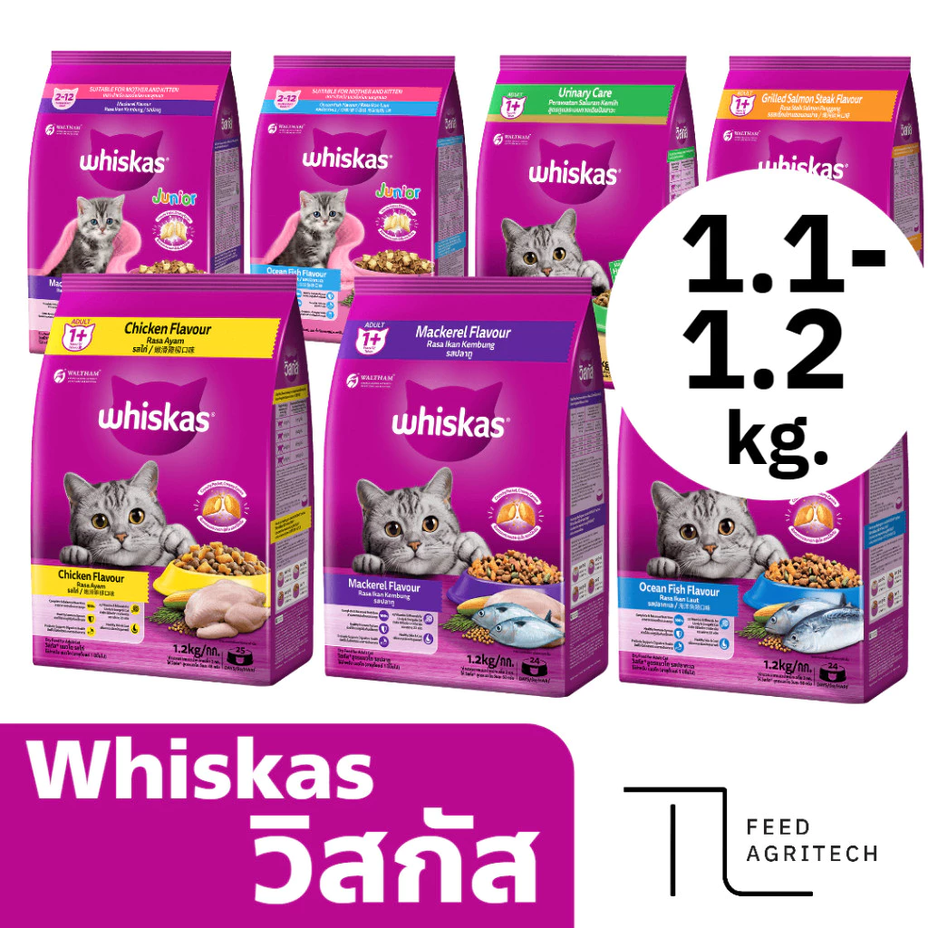 อาหารแมว วิสกัส ราคาถูก whiskas แบบเม็ด ( วิสกัส เม็ด ) 1.2 kg.