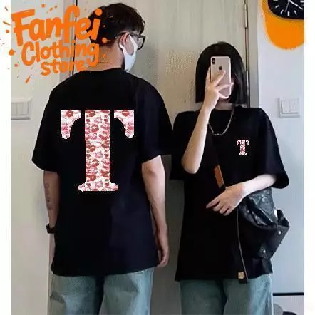 COD จัดส่งตลอด 24 ชั่วโมง Fanfei เสื้อยืดพิมพ์ลายรอยจูบ จูบตามคำขอ ผ้าฝ้าย 2 ทาง เย็น ดูดซับเหงื่อ