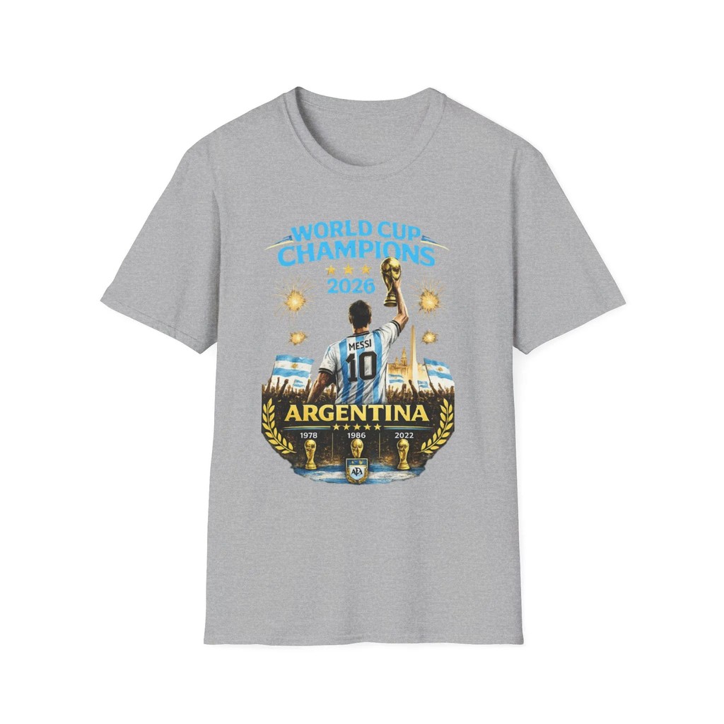 เสื้อยืด World Cup 2026 | เสื้อยืดลายกราฟิกฟุตบอล Messi ทีมชาติอาร์เจนตินา