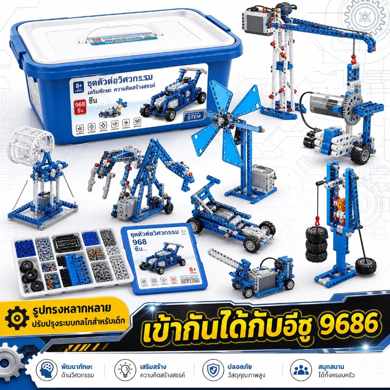 COD พร้อมส่ง 9686 ของเล่นตัวต่อสำหรับเด็ก ชิ้นส่วนทางเทคนิค ชิ้นส่วนการศึกษา ชุดตัวต่อหุ่นยนต์ การเร