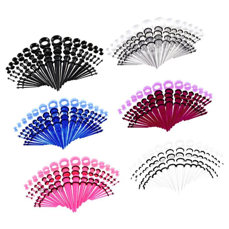 [Homyl1] ชุดเครื่องหนีบหูอะคริลิค 50 ชิ้น Septum Stretching Kit 14G-00G Body Jewellery