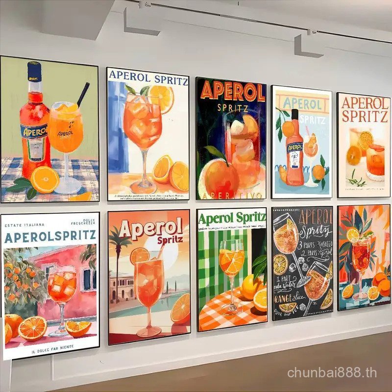 ไวน์อิตาลี A-Aperol spritz โปสเตอร์ HD ศิลปะห้องนั่งเล่นห้องนอนความงามตกแต่งสํานักงานห้องนอนผนังตกแต่งบ้านของขวัญ,ไม่มีกรอบผ้าใบภาพวาด HOR7