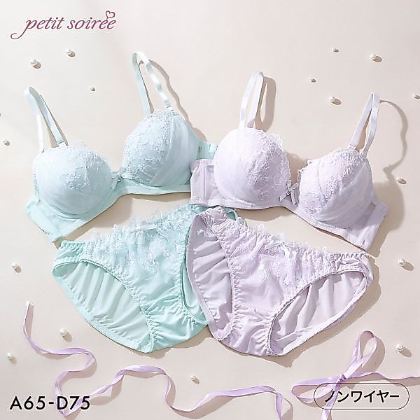 petit soiree ชุดบราและกางเกงในไร้โครงผ้าโปร่งพาสเทล (ขนาด A-D)(38243459)1