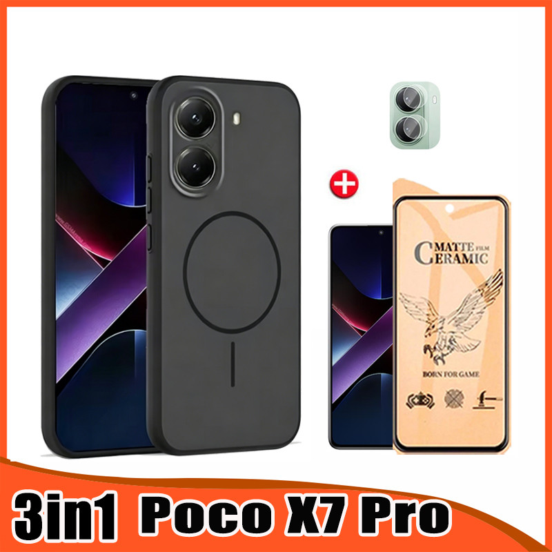 3In1 Combo Matte Casing สําหรับ Xiaomi POCO X7 Pro | ตัวป้องกันหน้าจอความเป็นส่วนตัว Anti-Spy + ฟิล์