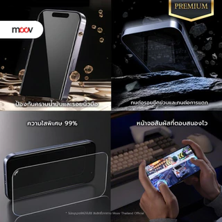 [ส่งด่วน] Moov FG03 ฟิล์มกระจก สำหรับ iPhone 17 Pro Max 17 Air 17e 16 Pro 16e 15 Plus 14 13 แบบใส/กันมอง/กันมอง360