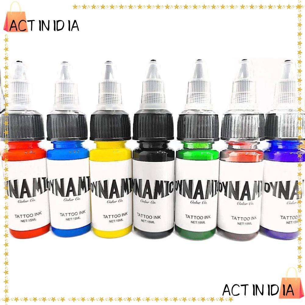 ACTIINIDIA สีฝึกสัก, สีดําสีน้ําตาลสีขาวสีฟ้าหมึกสัก, คุณภาพสูง 15ML Body Art แดงเขียว Tattoo Pigment Tattoo Supplies