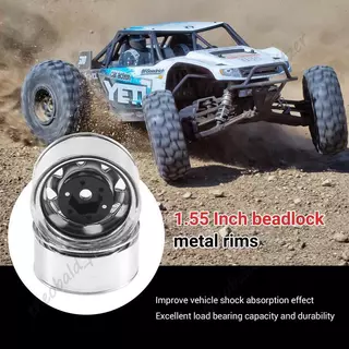 4PCS 1.55 โลหะ Beadlock ล้อขอบ Hub สําหรับ 1/10 RC Crawler รถ Jr 90069 D90 CC01 LC70 MST