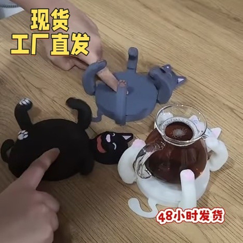 สินค้าใหม่ 3d พิมพ์ Cat Coaster ห้องนั่งเล่นโต๊ะกาแฟ Anti-scalding Coaster 3d การพิมพ์เครื่องประดับ 