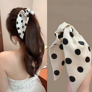 สีดําสีขาวลายจุด Bowknot หางม้าสูง Claw กิ๊บติดผม Grips Headwear เครื่องประดับผมสําหรับผู้หญิง
