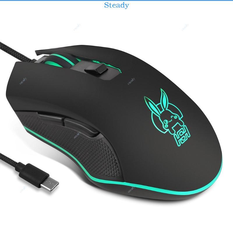 Steady USB C Ergonomic เมาส์แบบมีสาย 2400DPI สําหรับโน้ตบุ๊กอุปกรณ์ Type-C ทั้งหมด