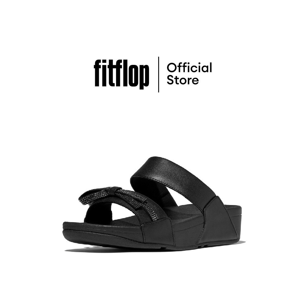 FITFLOP LULU LEATHER H-BAR SLIDES รองเท้าแตะผู้หญิง รุ่น A4O-090 สี BLACK