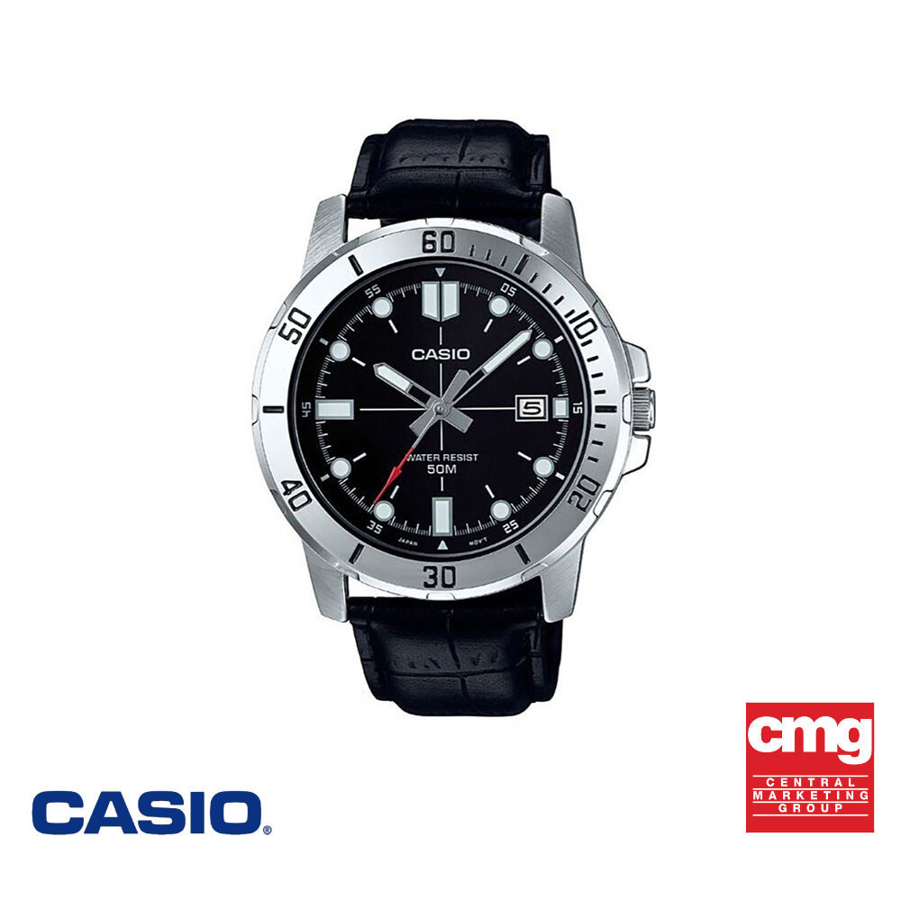 CASIO นาฬิกาข้อมือ CASIO รุ่น MTP-VD01L-1EVUDF สายหนัง สีดำ