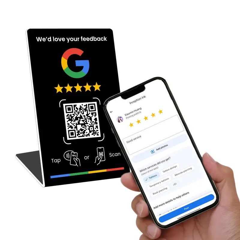 การประเมินผลเหนี่ยวนํา NFC Dynamic QR Code สามารถเปลี่ยน google Comment Card google ร้านอาหาร Ntag21