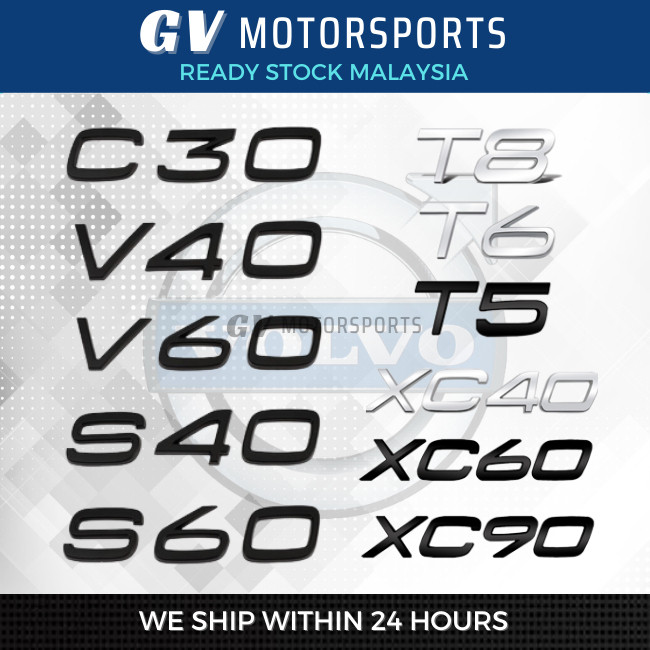 Volvo Emblem C30 V40 V60 S40 S60 XC60 XC90 XC40 S80 S90 S80 S60 AWD T3 T5 T6 T8 โลโก้ป้ายรูปลอกรถสติ