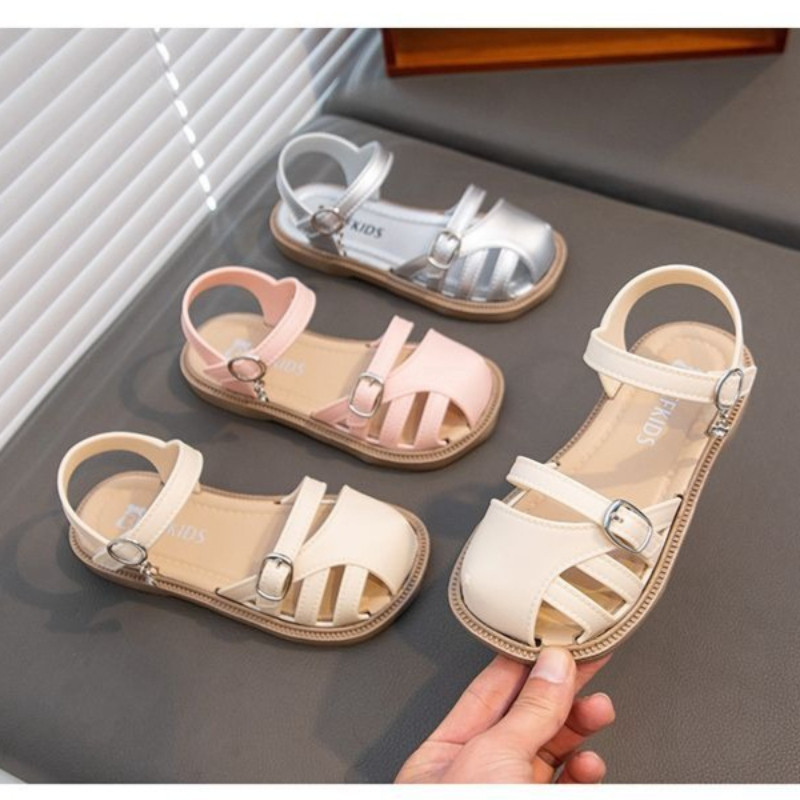 แฟชั่นสาวรองเท้าแตะ Peep-toe เด็กนุ่มลื่นฤดูร้อนรองเท้าเจ้าหญิง