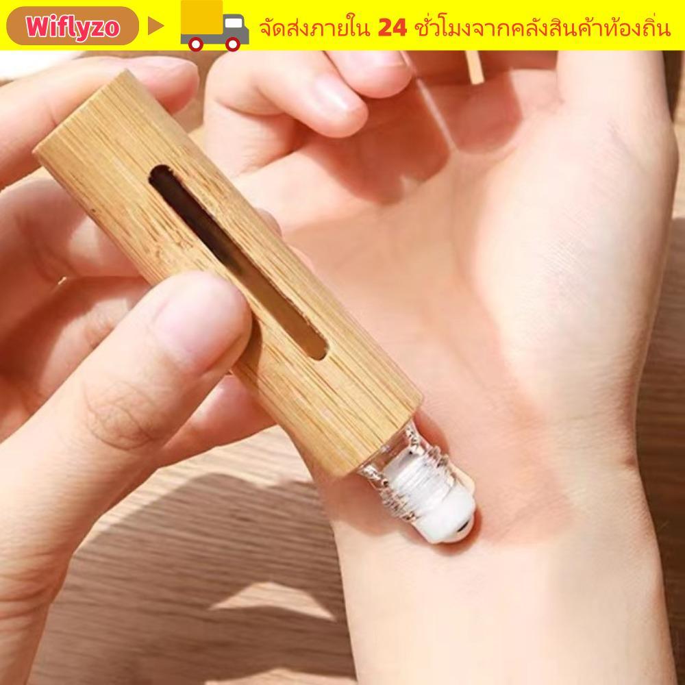 WIFLYZO ม้วนไม้ไผ่บนขวด, Mini Travel Kit ขวดลูกกลิ้งแบบพกพาพร้อมลูกกลิ้งสแตนเลส 3ml/5ml/10ml/15ml ขว