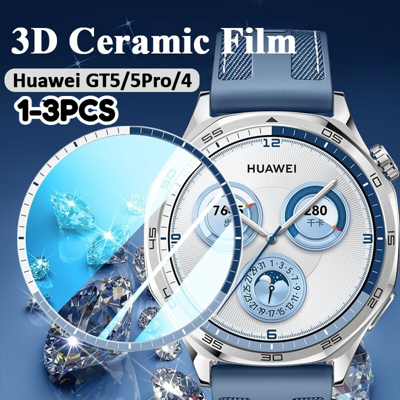 สําหรับ Huawei นาฬิกา GT5 Pro 46 มม.41 มม.42 มม.1-3 ชิ้น 100D โค้งสีดําขอบฟิล์มกระจกนิรภัยสําหรับ Hu
