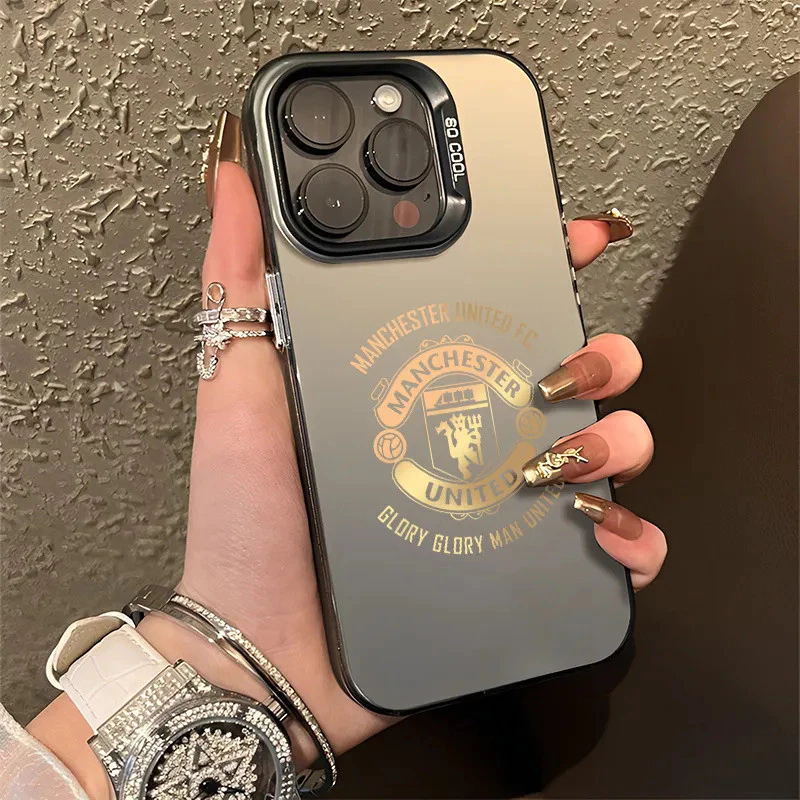 เคสโทรศัพท์กันกระแทก เหมาะสําหรับ iPhone 15 16 ProMax Matte Matte กรอบ 11 17 Pro Max XS 12 ProMax 14 13 Pro Max 8plus 7plus Retro อินเทรนด์ฟุตบอลปกอ่อน