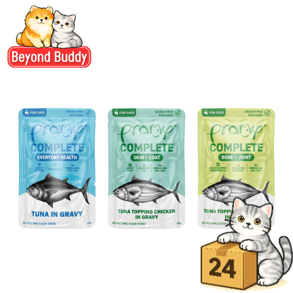 ( ครึ่งลัง 24 ซอง ) Pramy Complete อาหารเปียกแมวพรามี่ สูตรครบถ้วน สำหรับแมวทุกวัย เปียกแมว ขนาด 60g