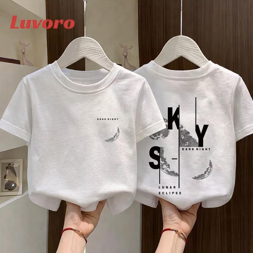 Luvoro (ผ้าฝ้าย 100%)COD  เสื้อยืดเด็ก พิมพ์ลายการ์ตูนน่ารัก เสื้อยืดคอกลม เหมาะสำหรับเด็กอายุ 6-13 ปี Cotton 100%  K415