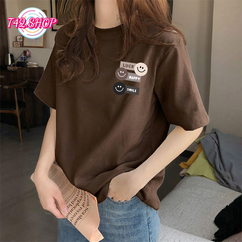 T42.SHOP🌸เสื้อผ้าผู้หญิง สื้อยืด oversize เสื้อแฟชั่น เกาหลี สตรีท ใส่สบาย โคตรนุ่ม ผ้าคอตตอน100% ลาย "LUCK"