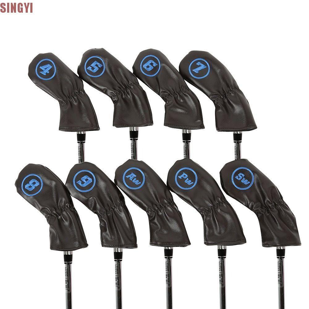 SINGYI Golf Head Protector รูปแบบที่น่าสนใจกันน้ําสําหรับชุดเหล็ก Clubs Golf อุปกรณ์เสริมสําหรับ Golfer หนังสังเคราะห์หนังหัวทําความสะอาดง่าย Iron Club Head ครอบคลุม