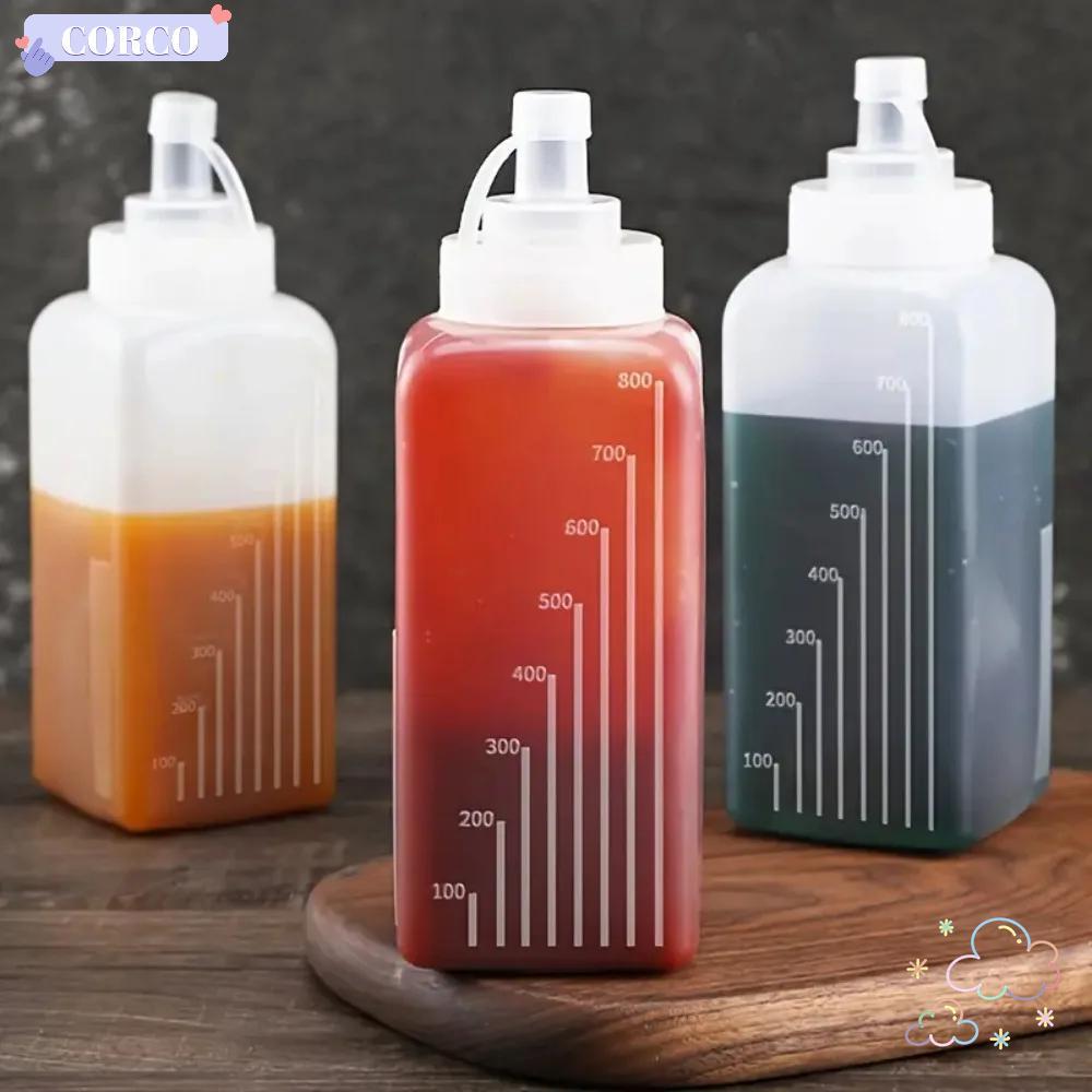 CORCO 800/1000ml ขวดบีบซอส, PE ขวดใส่เครื่องปรุงกันฝุ่น, อุปกรณ์ครัวความจุขนาดใหญ่ขนมหวาน