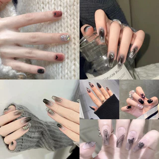 ❤️พร้อมส่ง❤️ เล็บเพรสออนเฉดสีดำหลากหลายสไตล์ ติดง่าย ถอดใช้ซ้ำได้ ไม่ทำเล็บเสีย ดูเท่สุดคลาสสิก