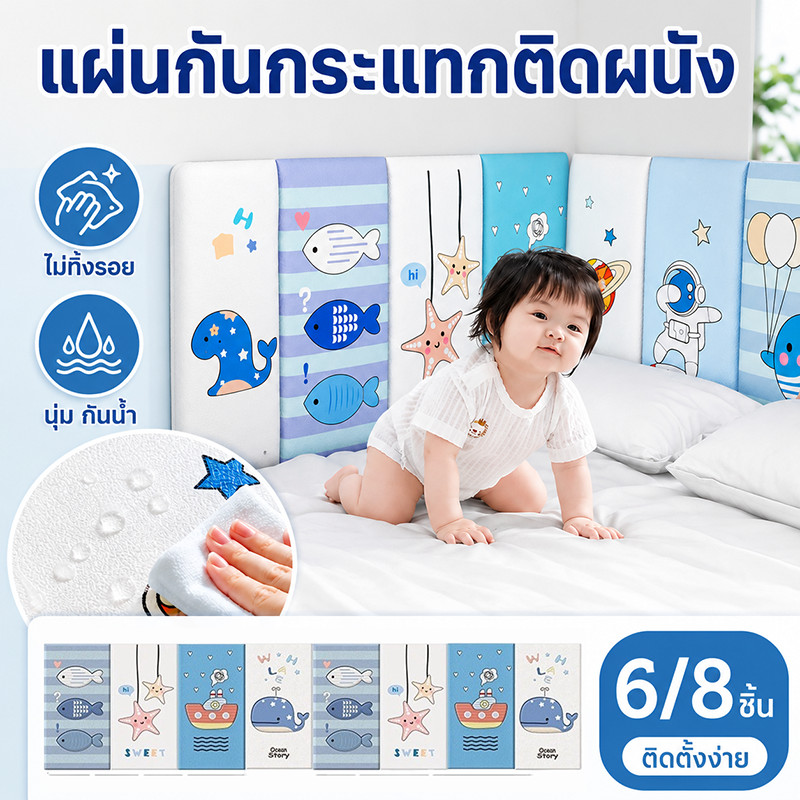 แผ่นกันกระแทกติดผนัง กันกระแทกเด็ก 6pcs / 8pcs กแผ่นแปะผนัง าวไม่ทิ้งรอย นุ่ม กันน้ำ การ์ตูนน่ารัก