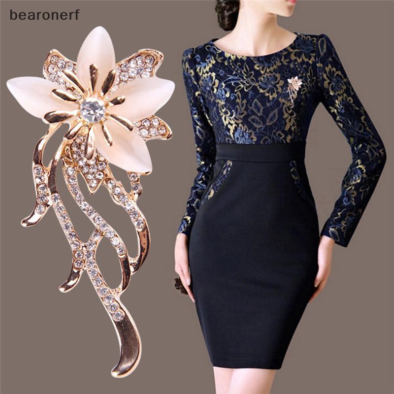 Bearonerf] เข็มกลัดดอกไม้โอปอล Rhinestone คริสตัลเข็มกลัด Pin งานแต่งงานผู้หญิงเครื่องประดับใหม่