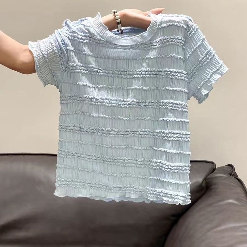 คอกลมแขนสั้นเสื้อยืดผู้หญิง 2026 ฤดูร้อนสไตล์ใหม่สบายๆหลวม Slimmer ดู All-Match Top