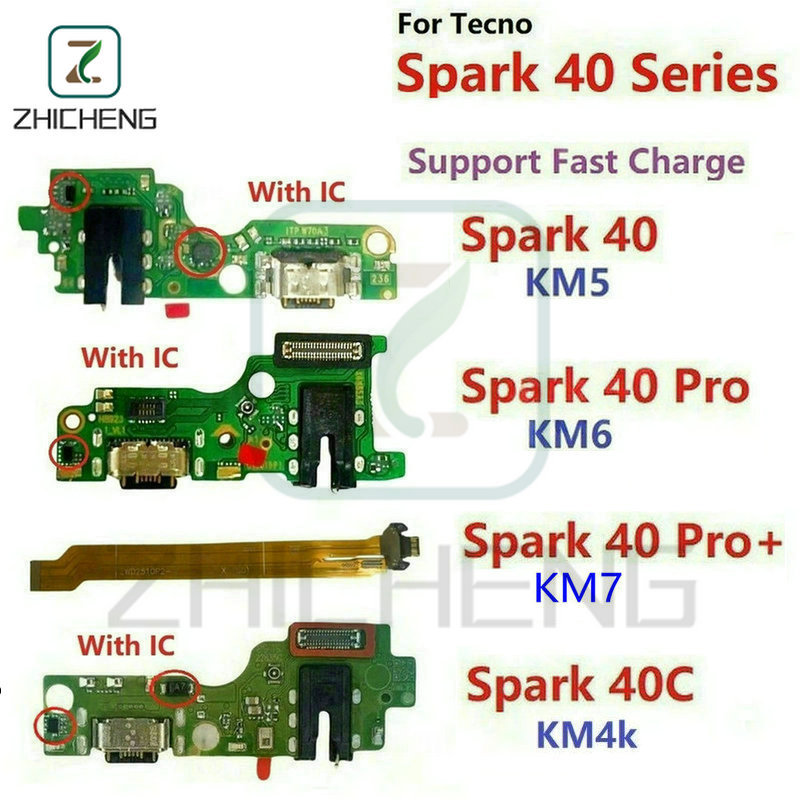 สําหรับ Tecno Spark 40C 40 Pro Plus Pro + KM4K KM5 KM6 KM7 เครื่องชาร์จ USB ชาร์จบอร์ด