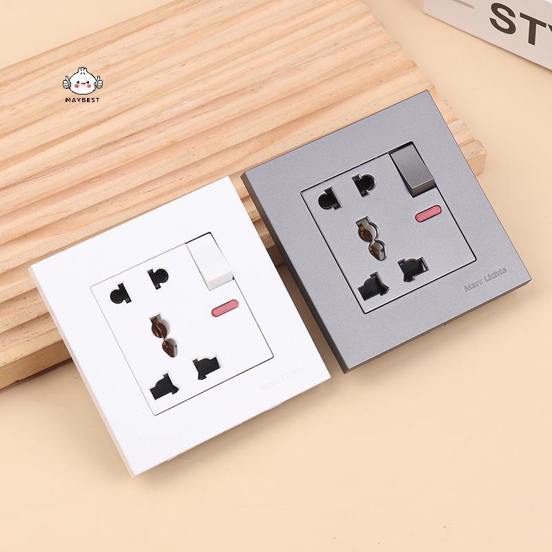 {maybest} Universal 18W Type-C Qui Charge เต้ารับไฟฟ้าติดผนัง 5 พิน,Uk พร้อมเครื่องชาร์จ USB,ปลั๊กโซ็ตไฟคู่อัจฉริยะสีขาว {TH}