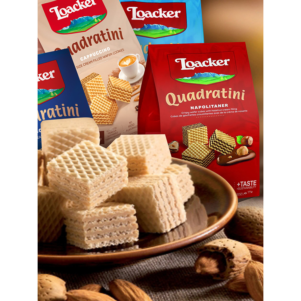 Loacker Loacker Loacker ยี่ห้อ Granular Wafer บิสกิตเฮเซลนัทรสช็อกโกแลตนําเข้า Influencer Sn